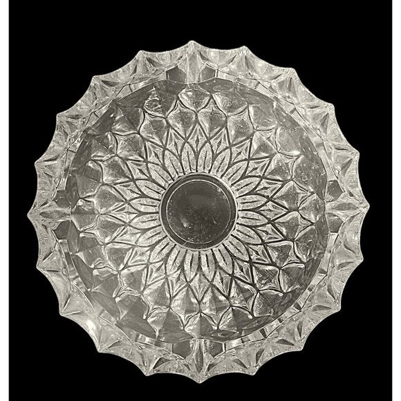 Vintage Cut Clear Glass Cigar Cigarette Ashtray 7 Inch Heavy MCM - Picture 5 of 6